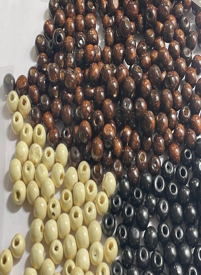OMX 10mm, Round Wooden Beads for Jewellery Making, Beading & Art Craft Work (Mix of Black Off White & Dk Brown, 10mm, 300 Pc, 100 Gram) - Image 4